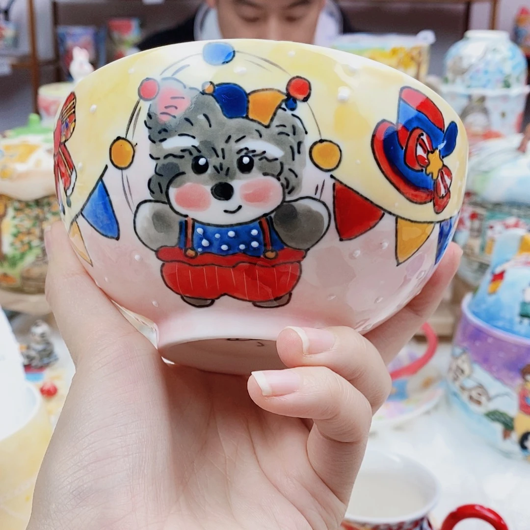 瓷片董董文创手绘陶瓷