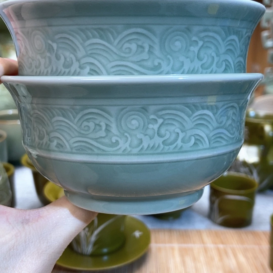 陶瓷海浪纹米饭碗微瑕六只哈哈哈哈