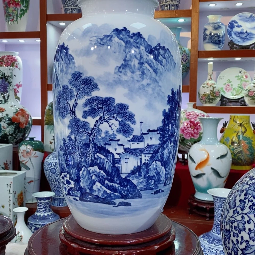 瓷片纯手绘青花瓷冬瓜瓶