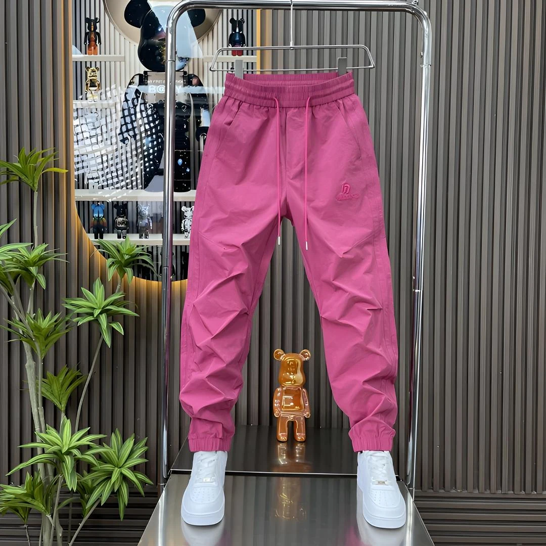 2025夏季新款男士休闲裤时尚百搭潮流网眼透气速干彩色户外弹力裤