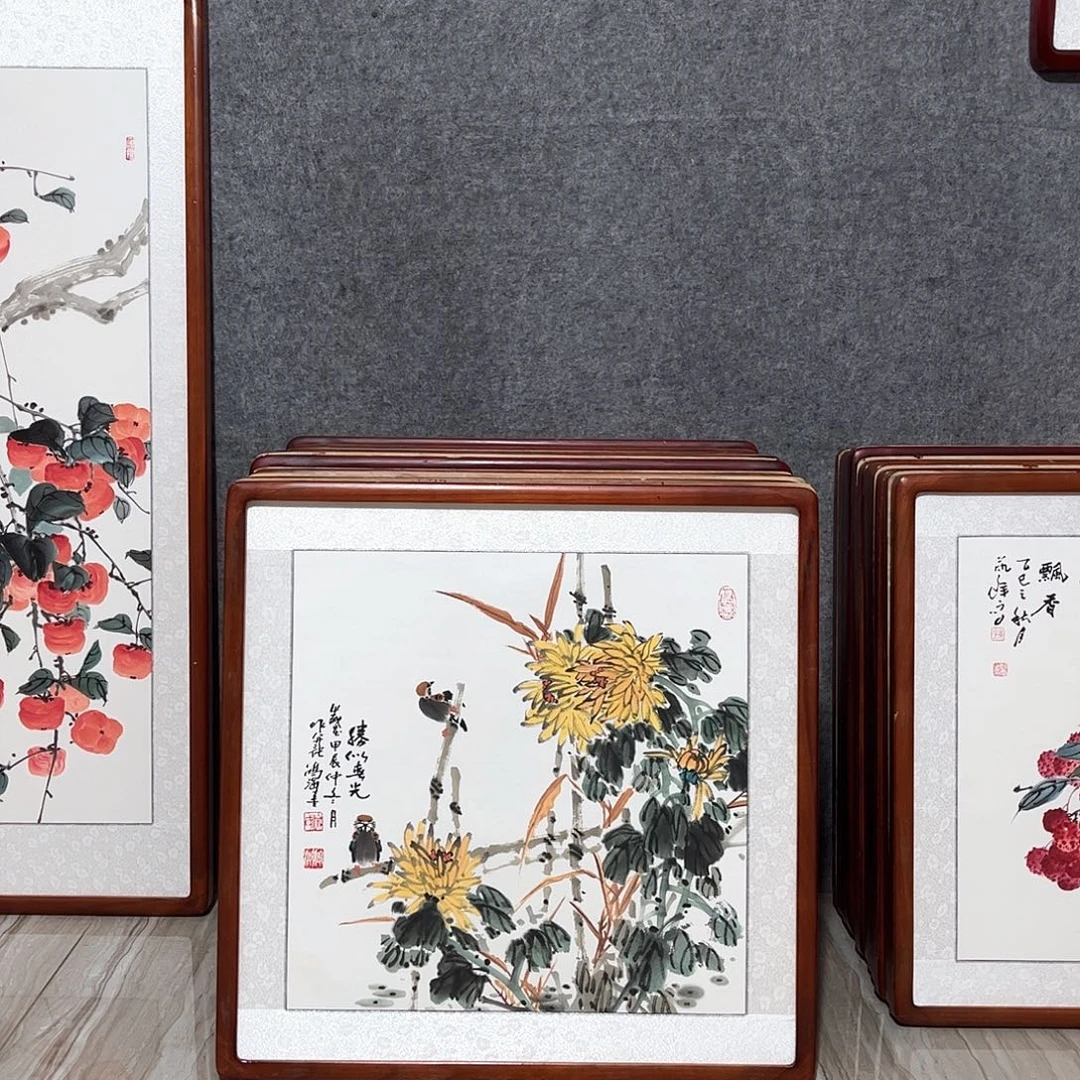 国画书画作品带框63×63