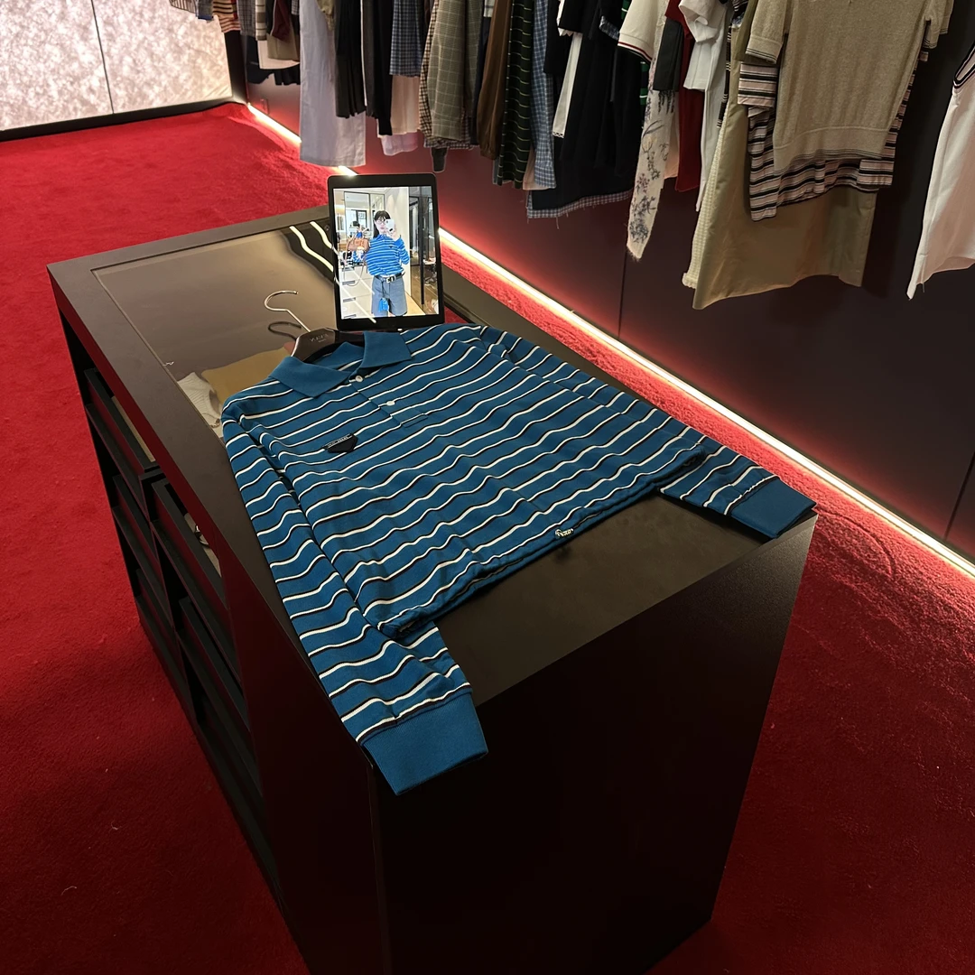 A162【P】高版本25n春季新款女士深蓝灰色条纹保暖长袖T恤上衣