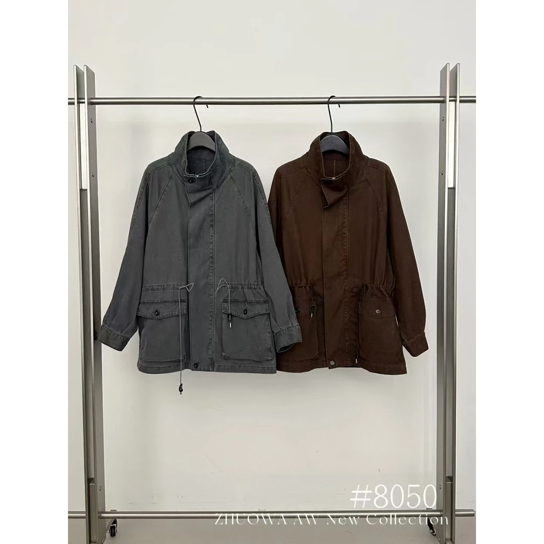 鑫燃KIKI 简约可调节扣收腰设计立领薄外套 258050 DK 【F】