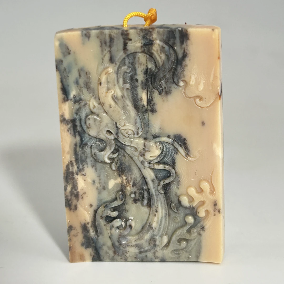 猛犸牙雕水墨龙牌吊坠53*35*7mm假一罚四X814