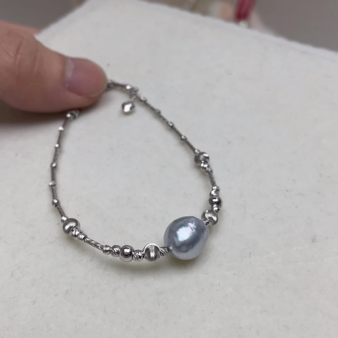 手绳银S925镶嵌海水珍珠