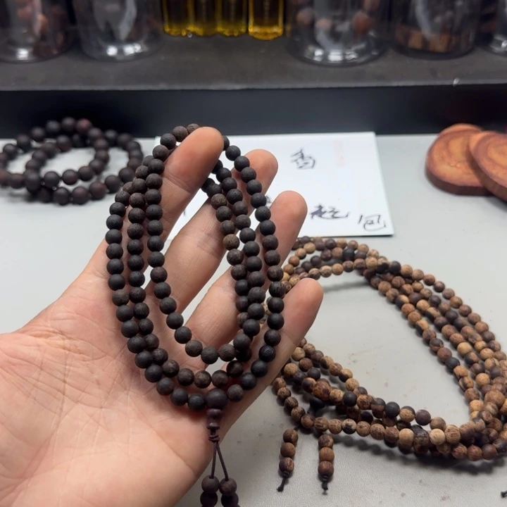 藤类0.6×108颗精挑多圈紫黄油圆珠