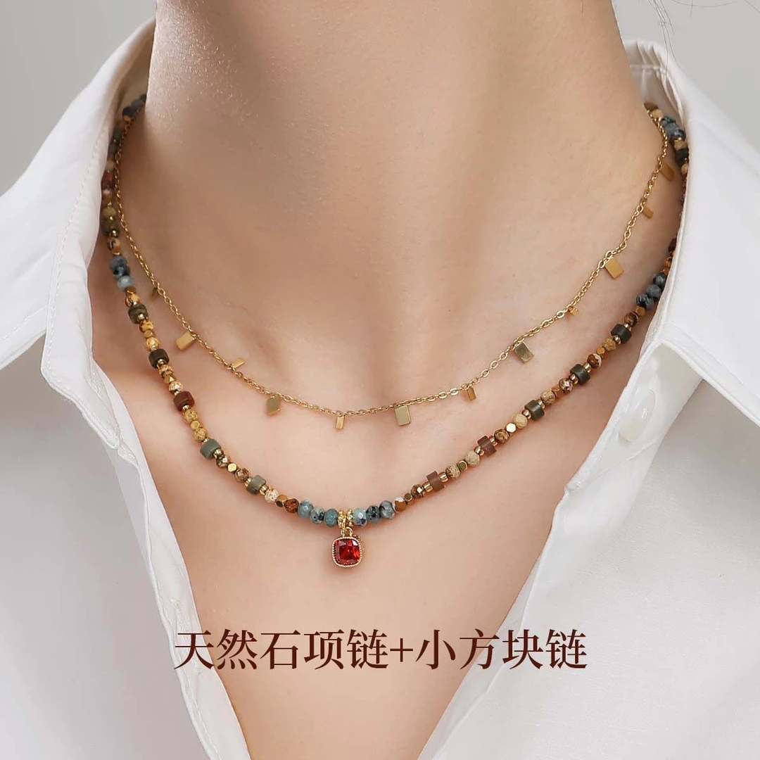 钛钢项链 【沙漠玫瑰】时尚复古串珠气质高级感设计小众颈链女百搭