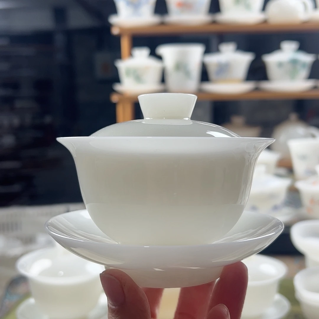 璞玉釉烧元宝盖碗满容200ml