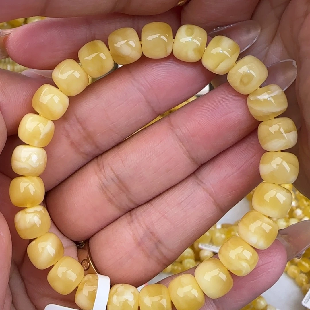 未镶嵌蜜蜡手链奶白妖花老型手串