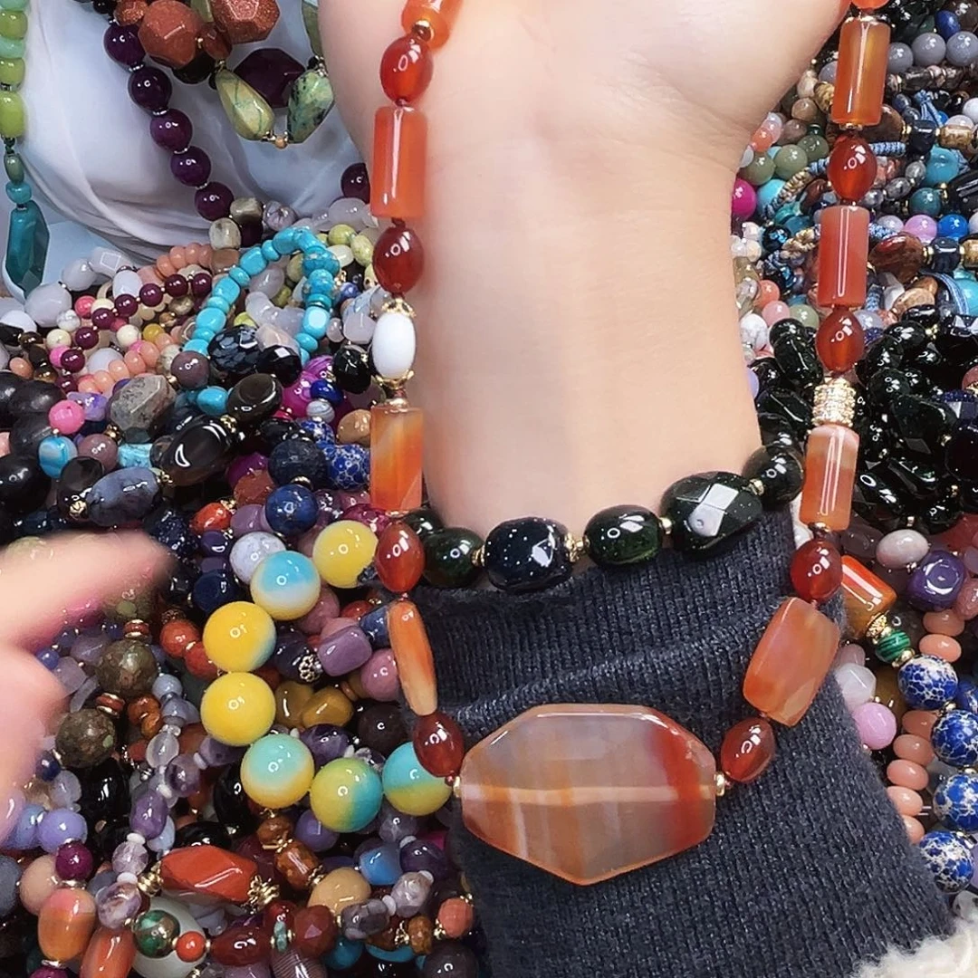 玛瑙/玉髓合金颈饰玛瑙