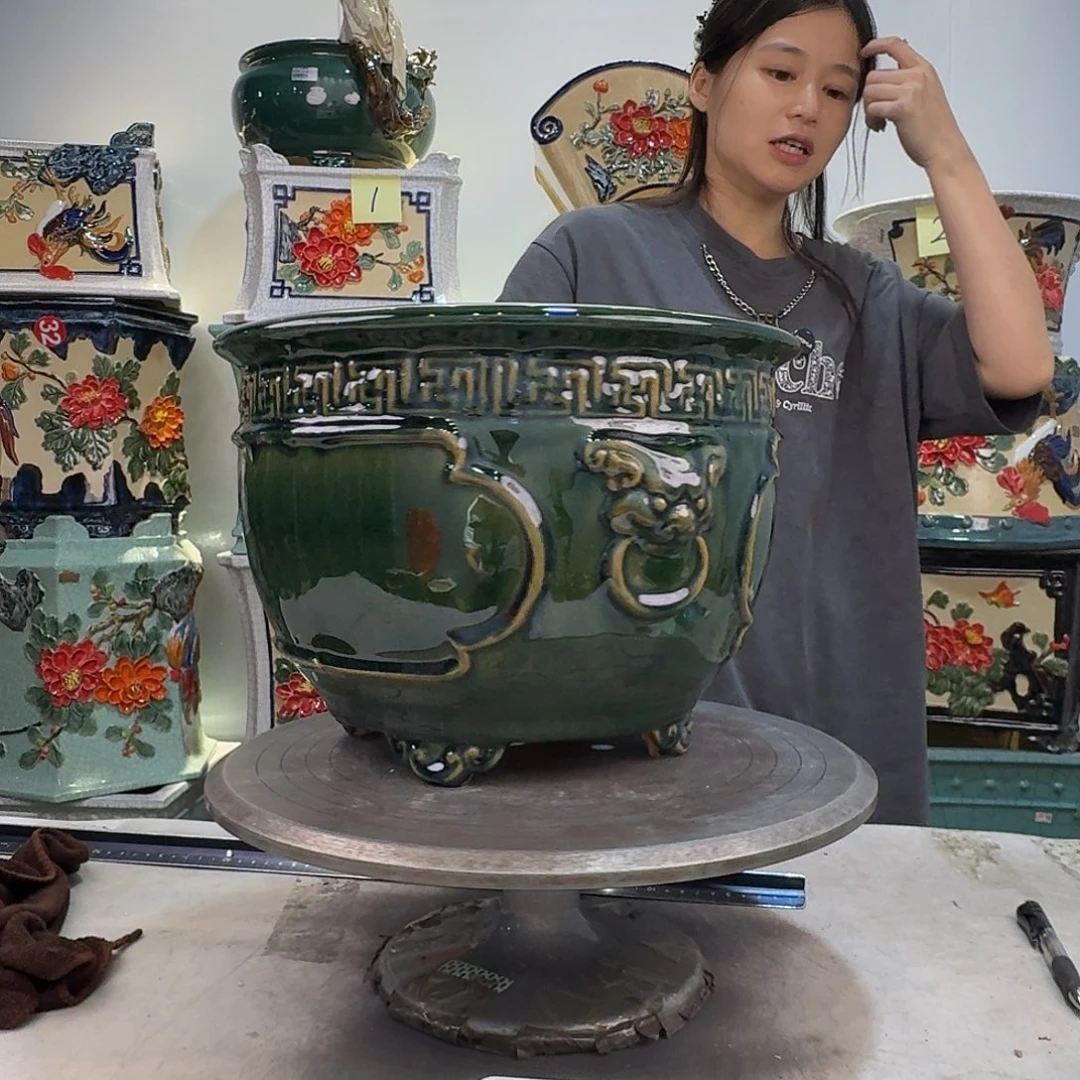 碳***头完全开放石湾盆150陶泥花盆