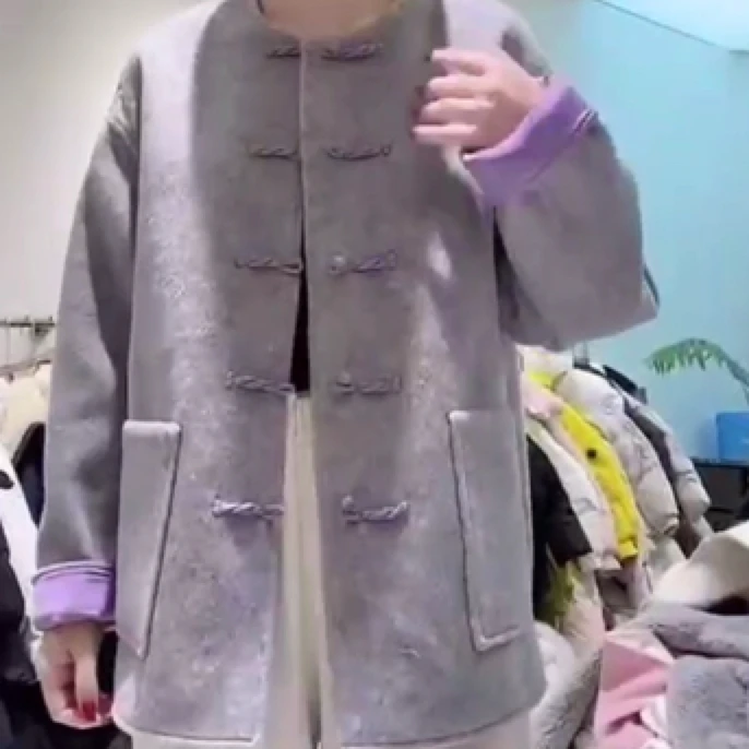 新中式国风呢外套女2024新款爆款冬季高级感唐装年轻款上衣