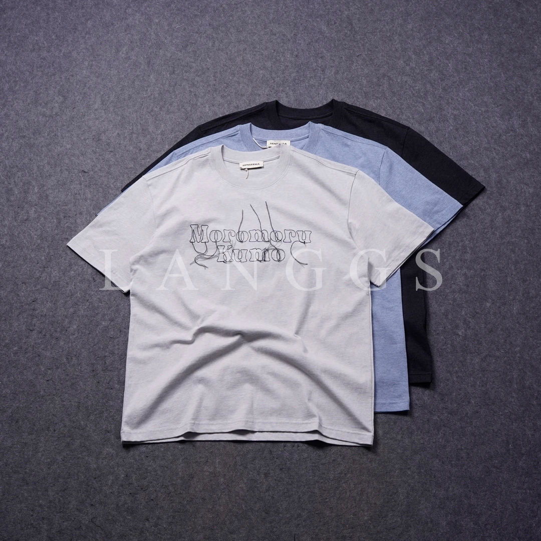 LANGGS&木子里 25夏季美式复古潮流做旧纯棉T恤-W66321