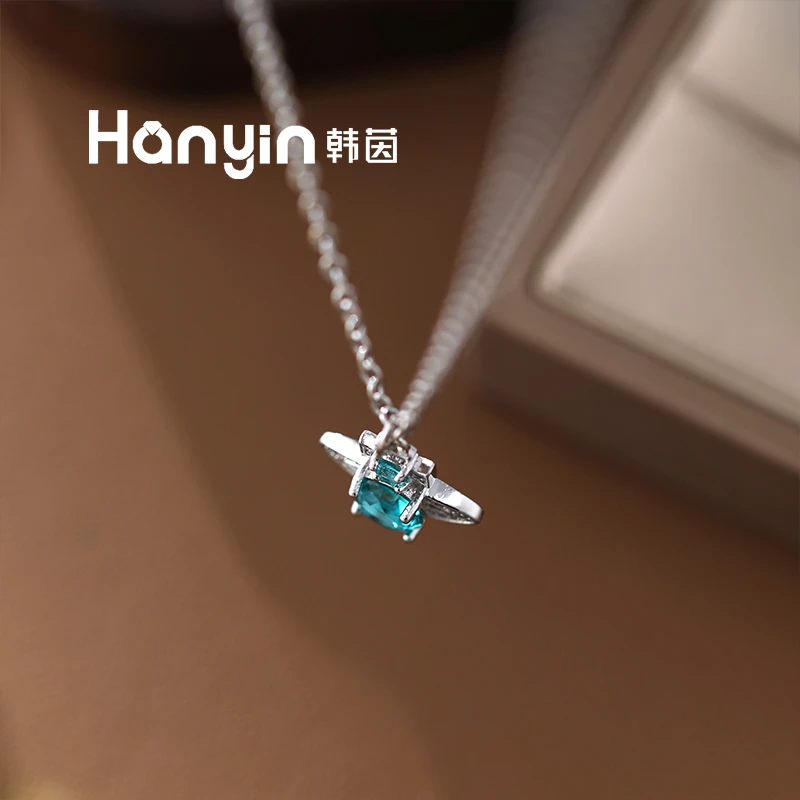 铜合金项链 天蓝色土星时尚气质项链轻奢小众高级感AAA