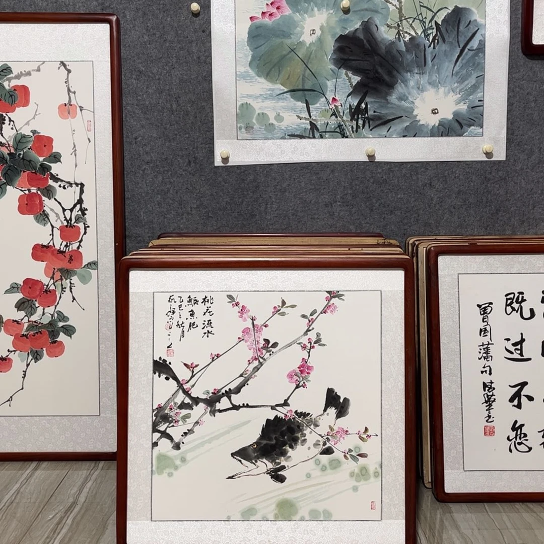 国画书画作品带框63×63