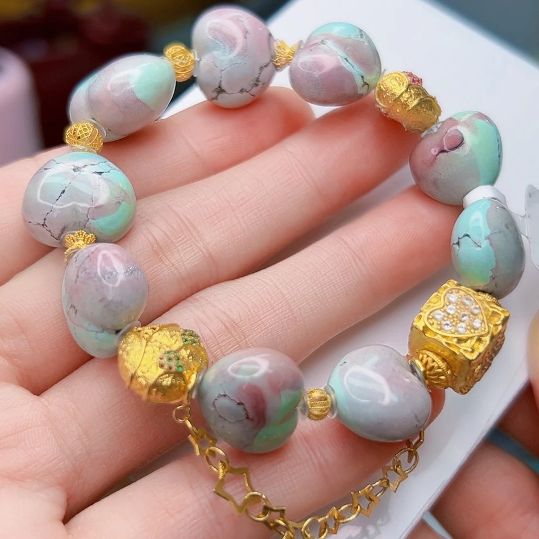 绿松石珠宝奇石18K金镶嵌