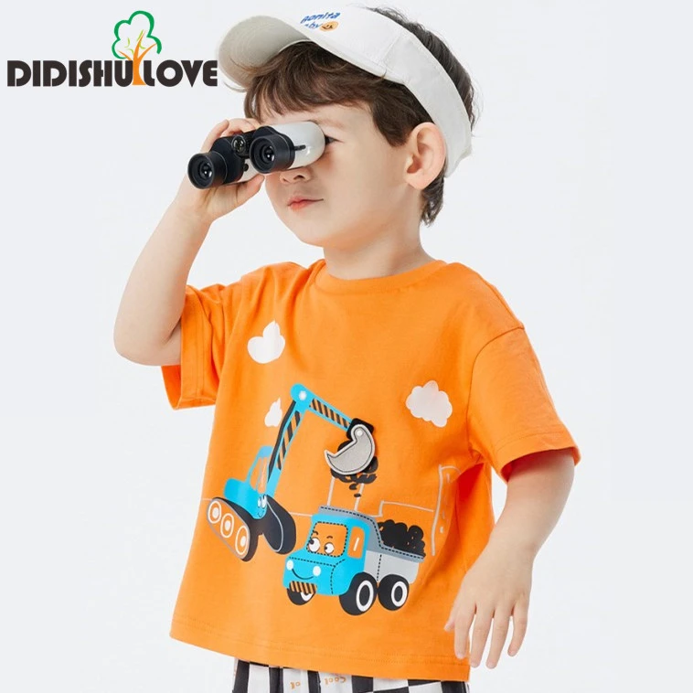 魔力纱挖掘机 宝宝T恤男童短袖2023新款儿童夏装小童可爱纯棉上衣