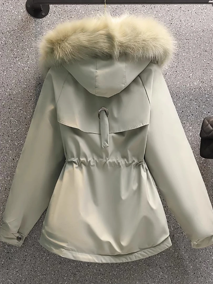 派克棉服女冬季2025新款仿皮草外套皮毛一体棉衣短款加绒棉袄