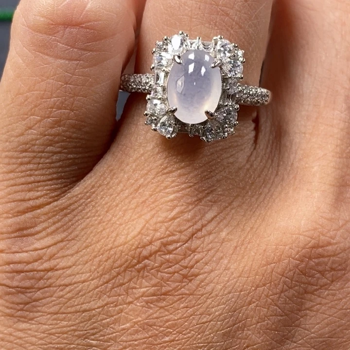 翡翠戒指银S925镶嵌戒指