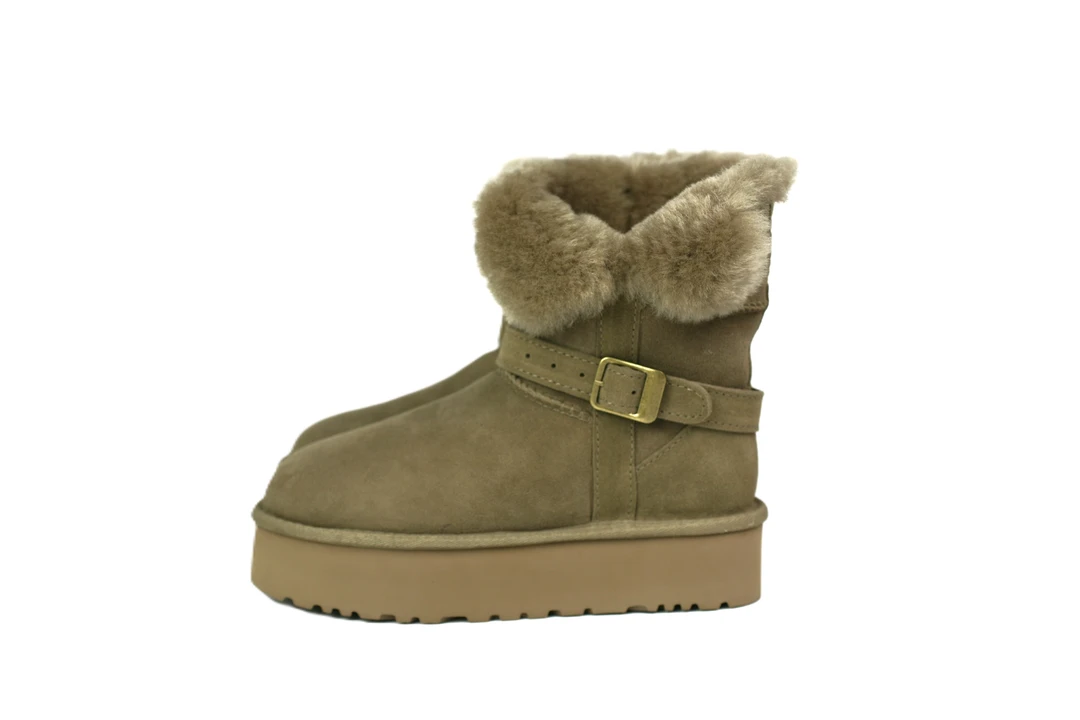 25SS 皮毛一体厚底中筒雪地靴女2025新款冬季两穿加绒加厚雪地靴