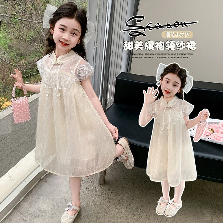 女童汉服连衣裙2025春夏新款小女孩洋气公主裙国风新中式儿童裙子
