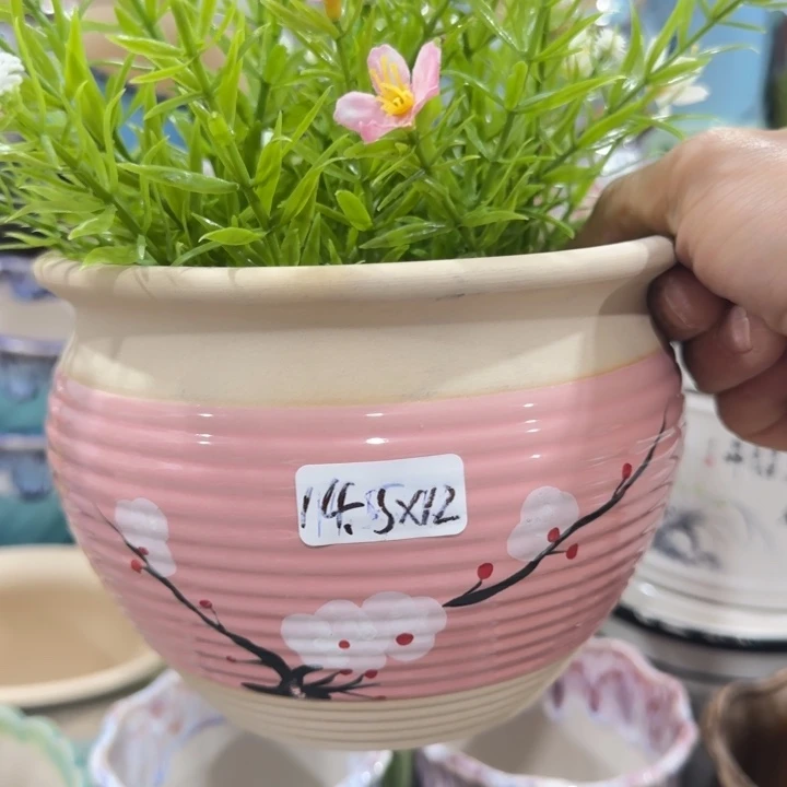 凑9块包邮，有孔，陶瓷花盆