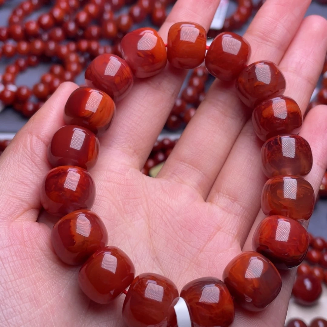 南红玛瑙未镶嵌其他（原矿）14mm顶品瓦西火焰纹老型手串