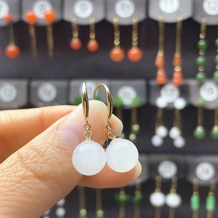 银S925镶嵌和田玉耳饰