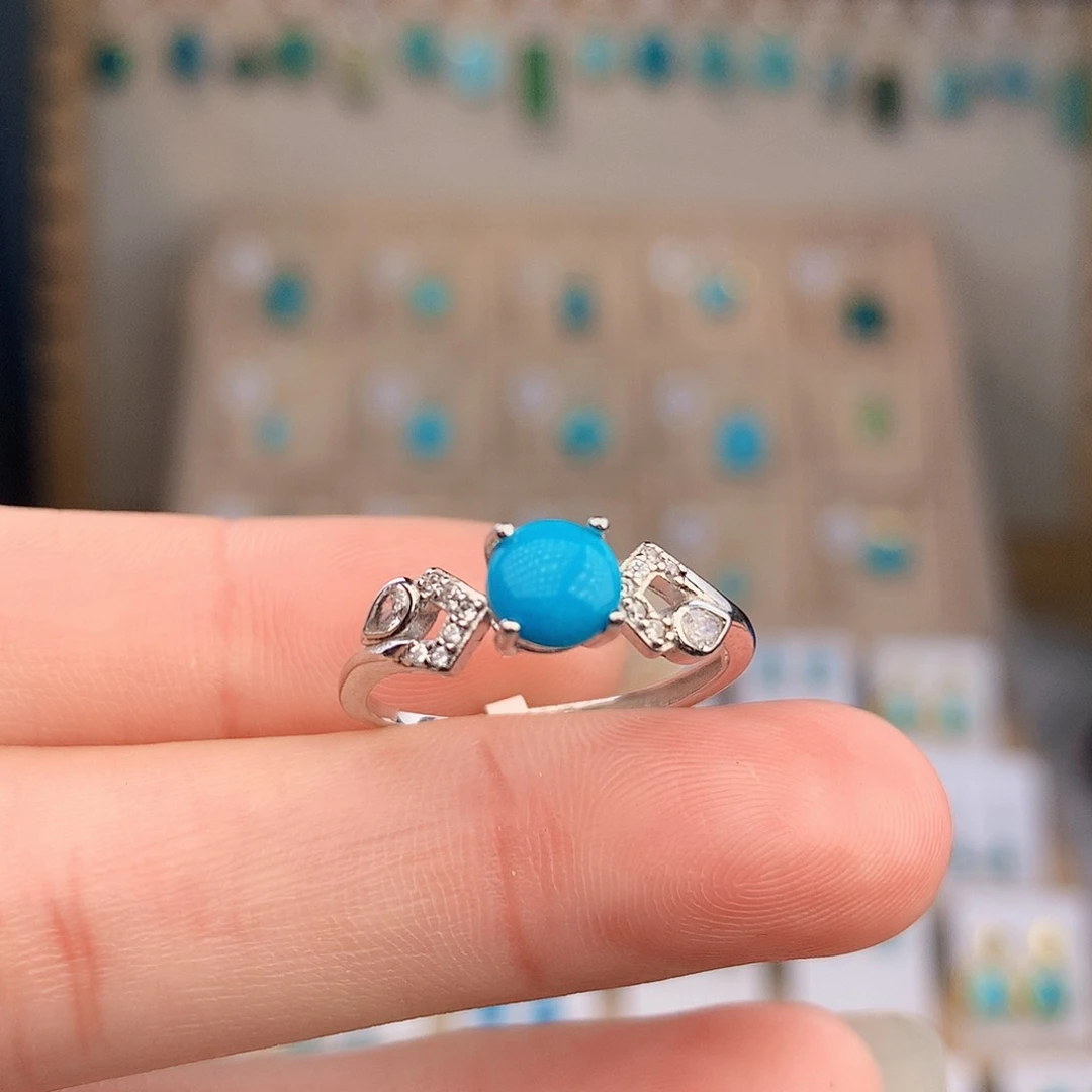 绿松石银S925镶嵌戒指