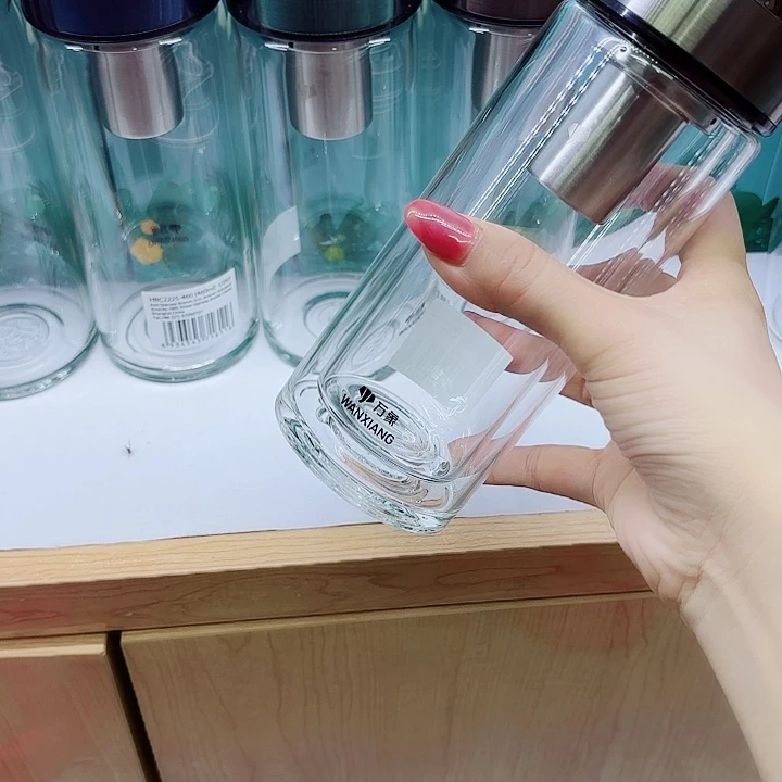 万象品牌双层玻璃杯V48钛银