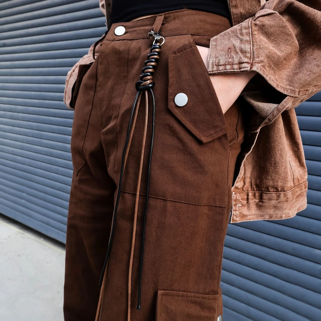 KAMA卡玛2025春季新款工装裤休闲裤韩版咖色百搭牛仔裤6125301