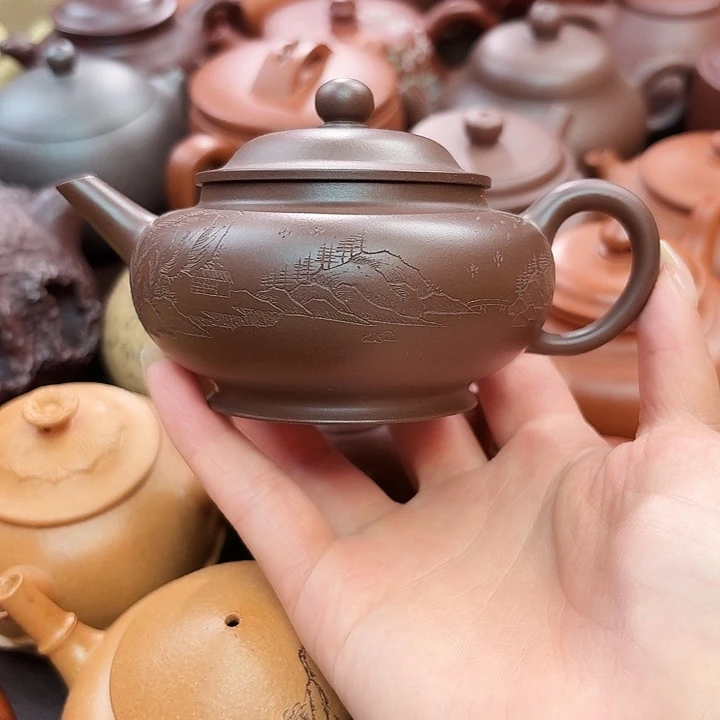 茶壶紫砂水平扁的