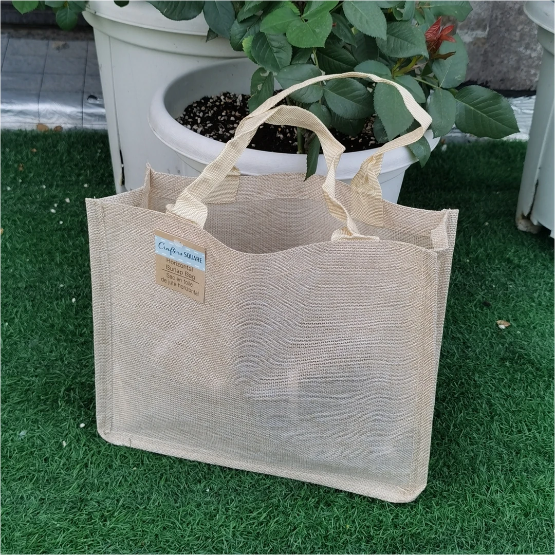 3个环保黄麻布袋手提袋购物袋手提包挎包空白光板简约手提袋S32