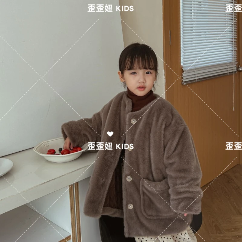 【歪歪妞童装】2201儿童复古森系高级感中长款大衣蚕丝棉棉服外套