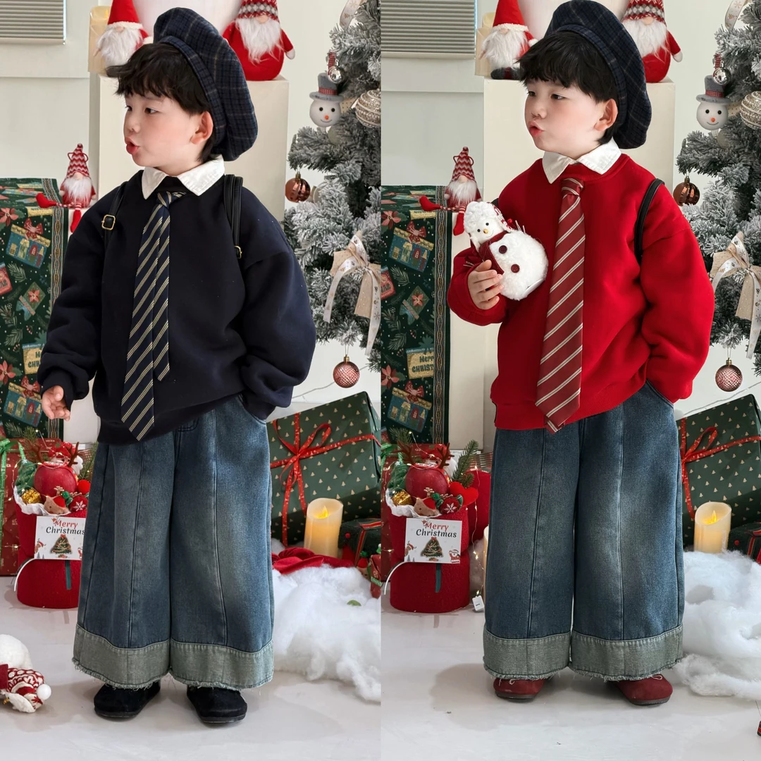 【完结】K.baby 【冬•机场】套头式韩版加绒领带卫衣！冬季儿童 9436