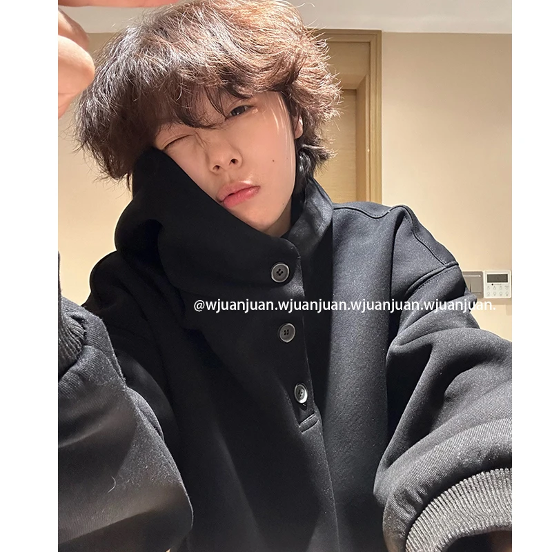 『WJUANJUAN』2025春季宽松ovresize简约男女连帽纯色重磅卫衣