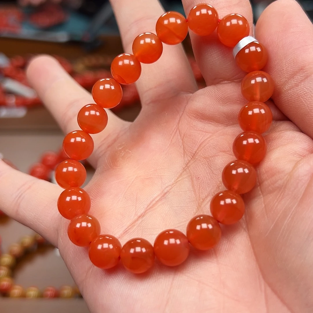 南红玛瑙未镶嵌手链保山料9.5m