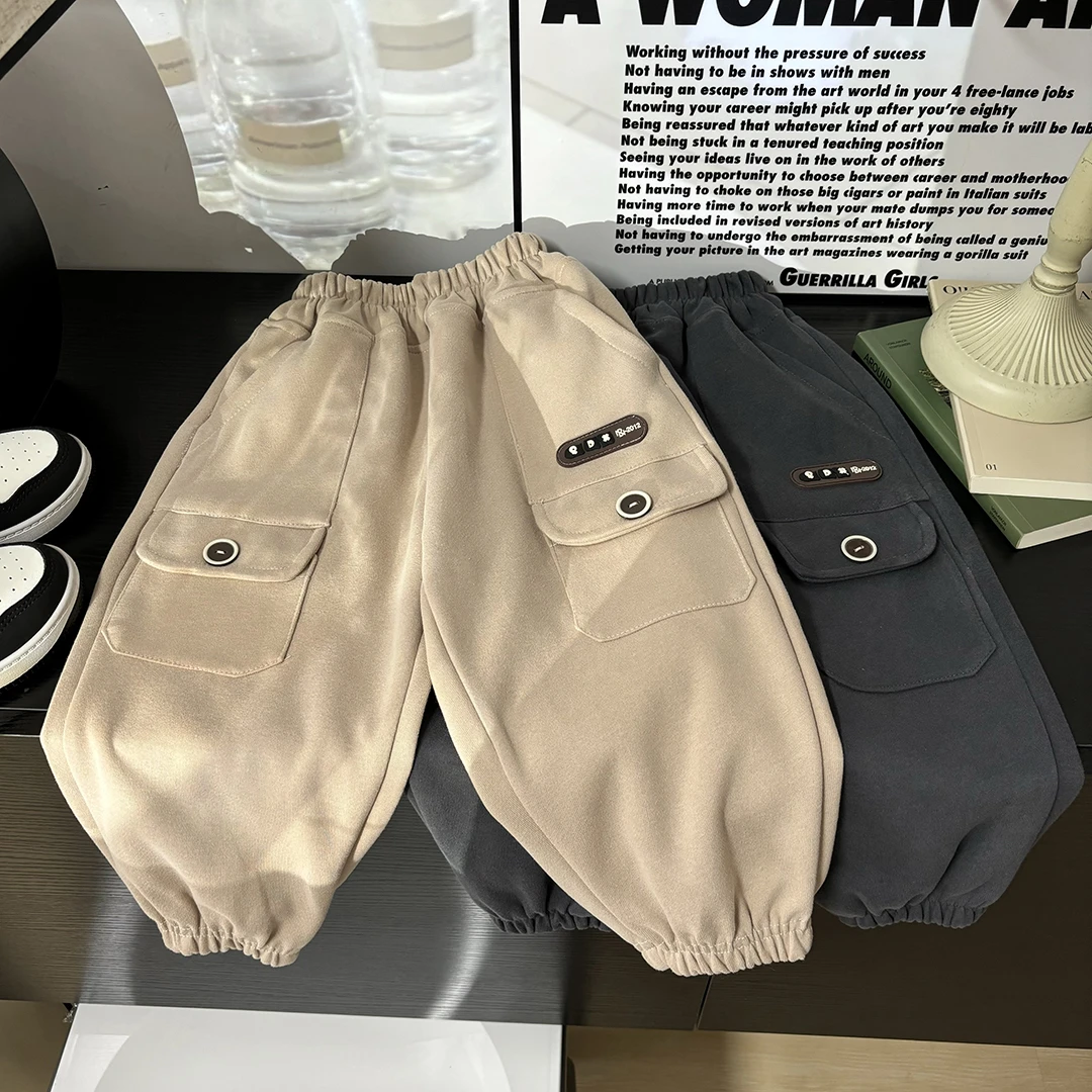 男女童韩版工装裤儿童洋气休闲裤2025春秋新款裤子中大童宽松