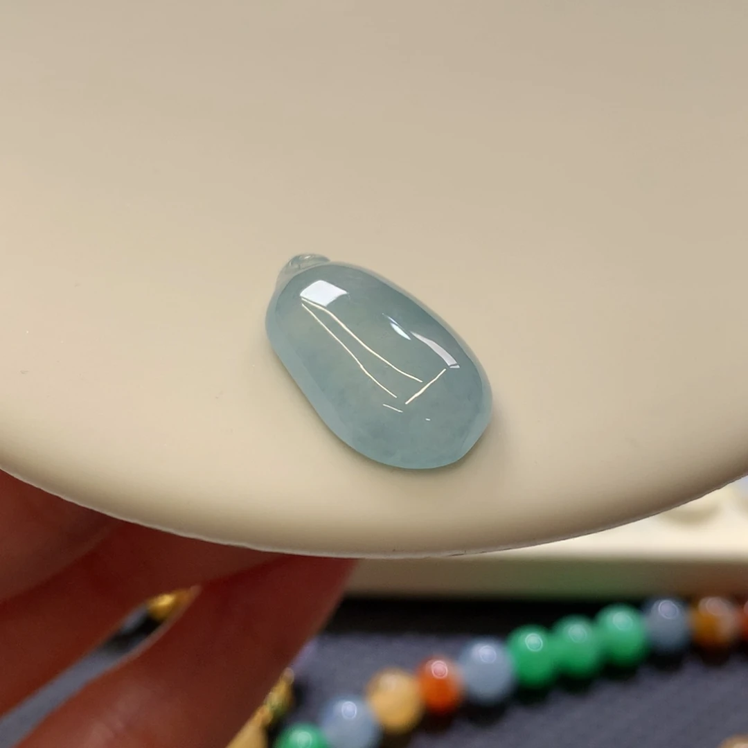 定制翡翠未镶嵌 毛货抛光定制 天空蓝胖福瓜