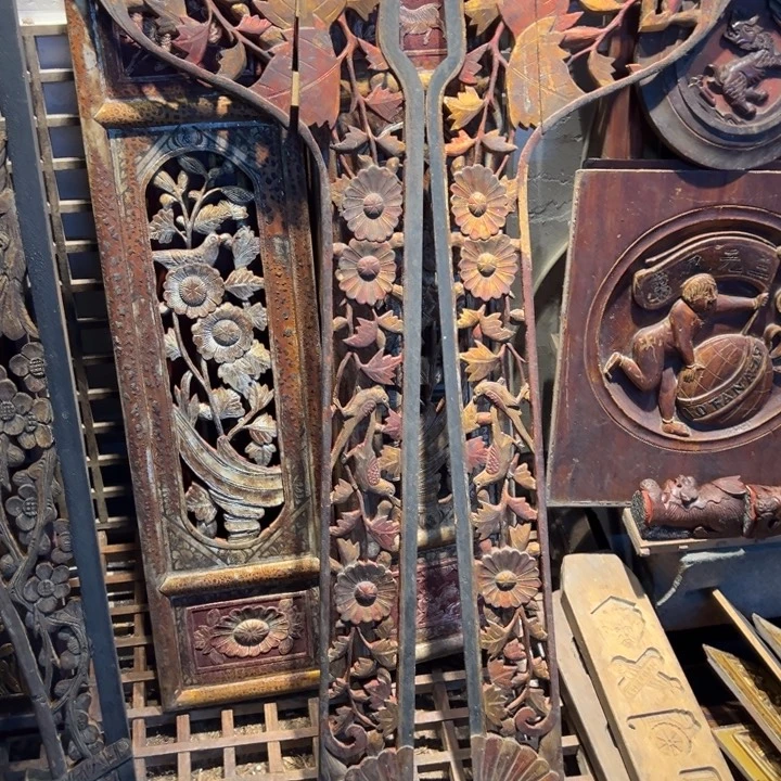 画***裱香榧木老年代花板艺术