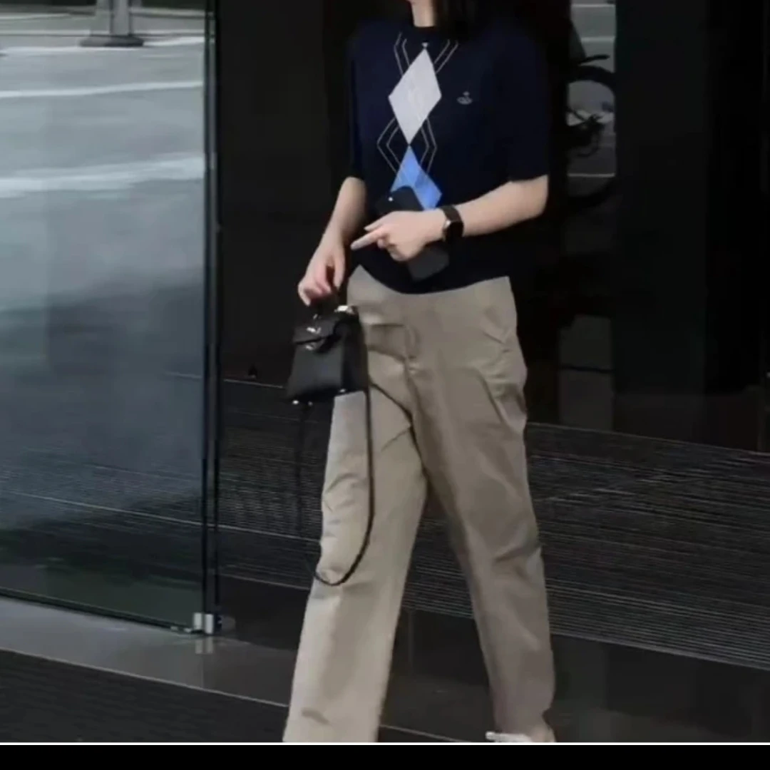 时尚百搭休闲潮流精品女装半袖短袖洋气气质图案上衣纯色裤子T恤