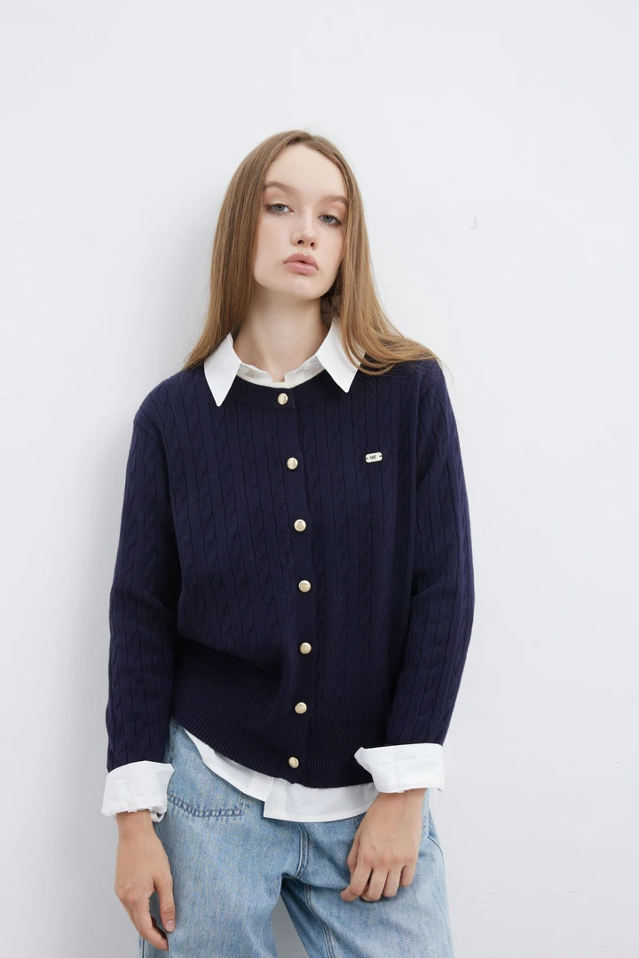 【琥珀流光】2025新款老钱风秋冬绵羊毛女士针织开衫毛衣