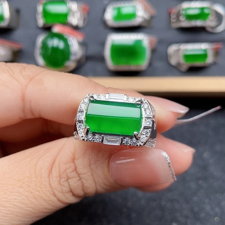 翡翠银S925镶嵌戒指编号3954没运费险