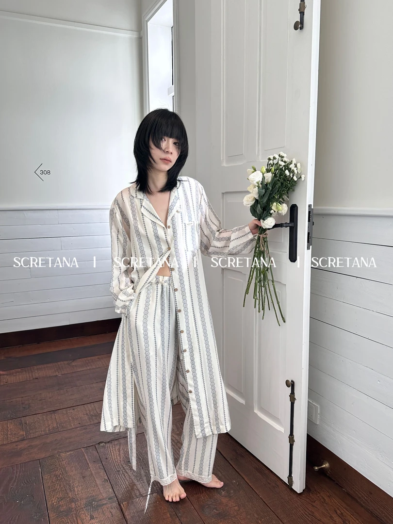 SCRETANA/安娜的秘密青稞穗莱赛尔森系慵懒风睡衣家居服