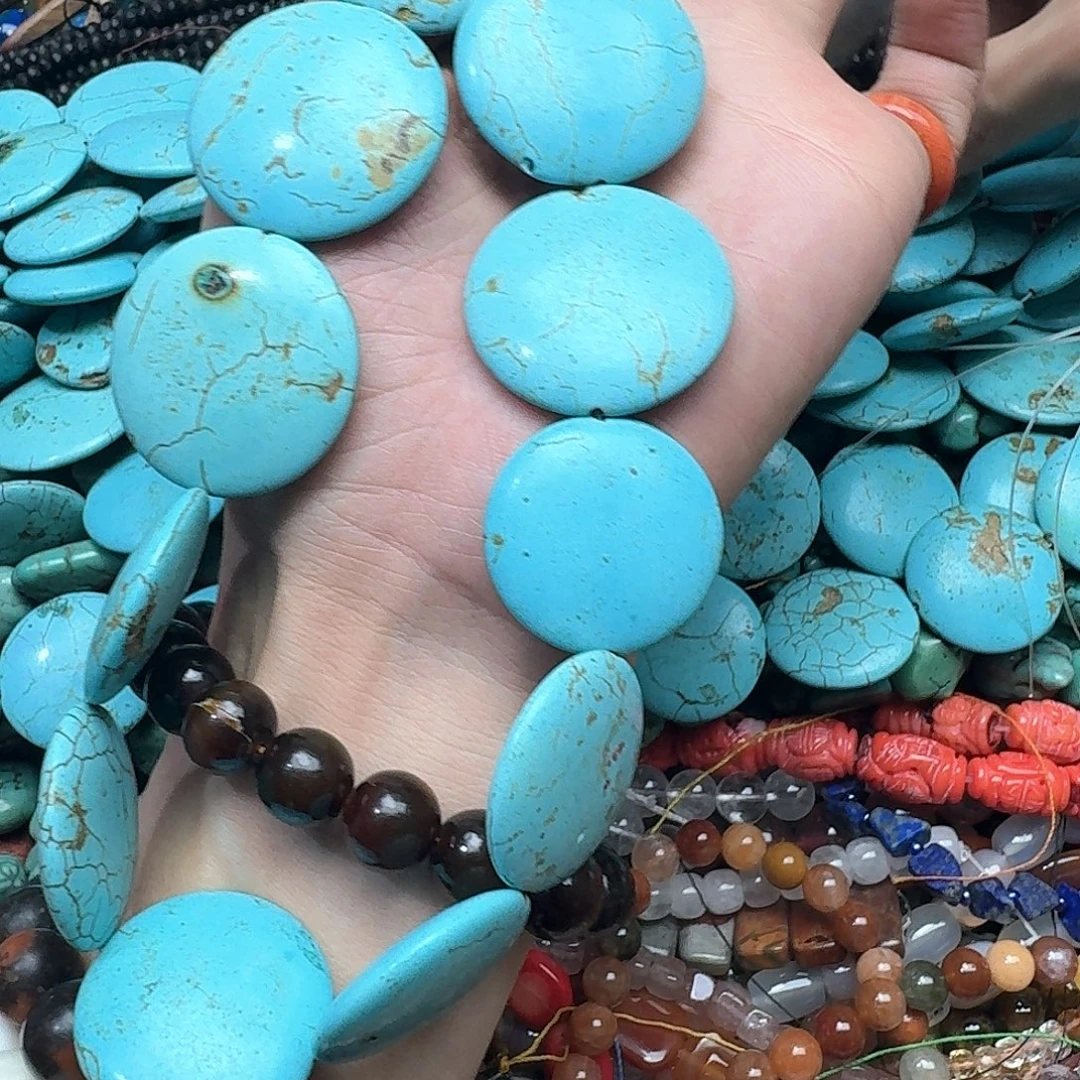 玛瑙/玉髓未镶嵌珠宝半成品一条30-34mm松石