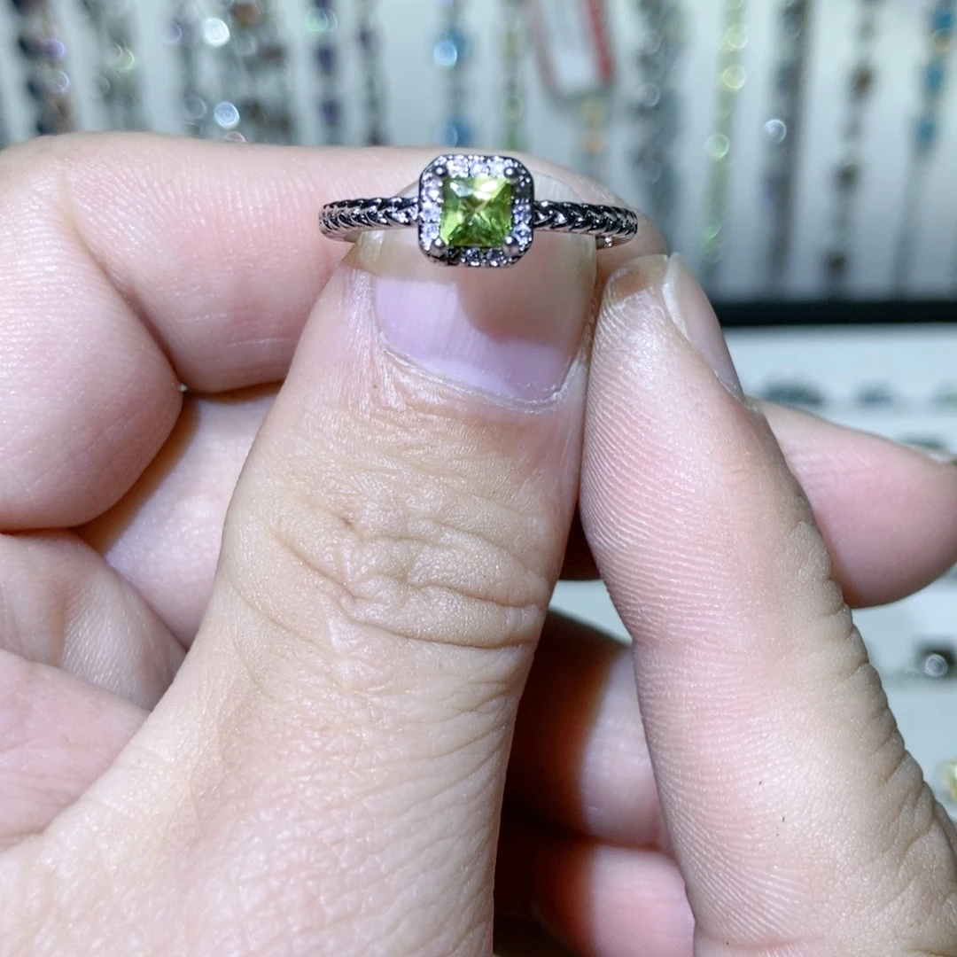 绿水晶戒指银S925镶嵌