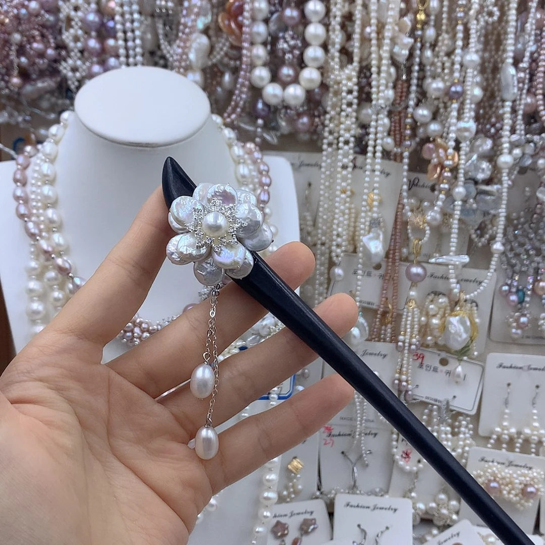 项链耳饰淡水珍珠银S925镶嵌