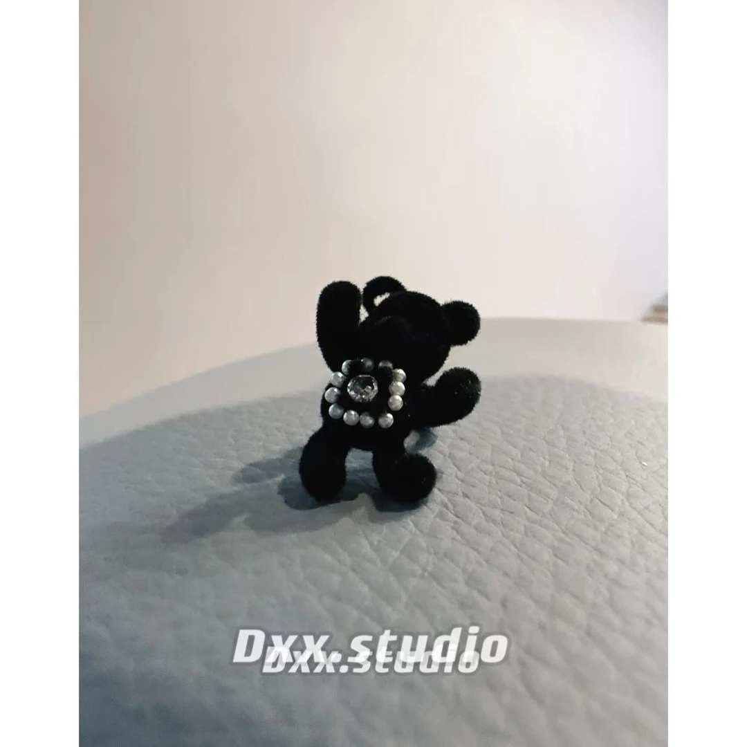 铜合金合成锆石耳饰 （不需要耳洞可带）【黑熊】单只耳夹41612