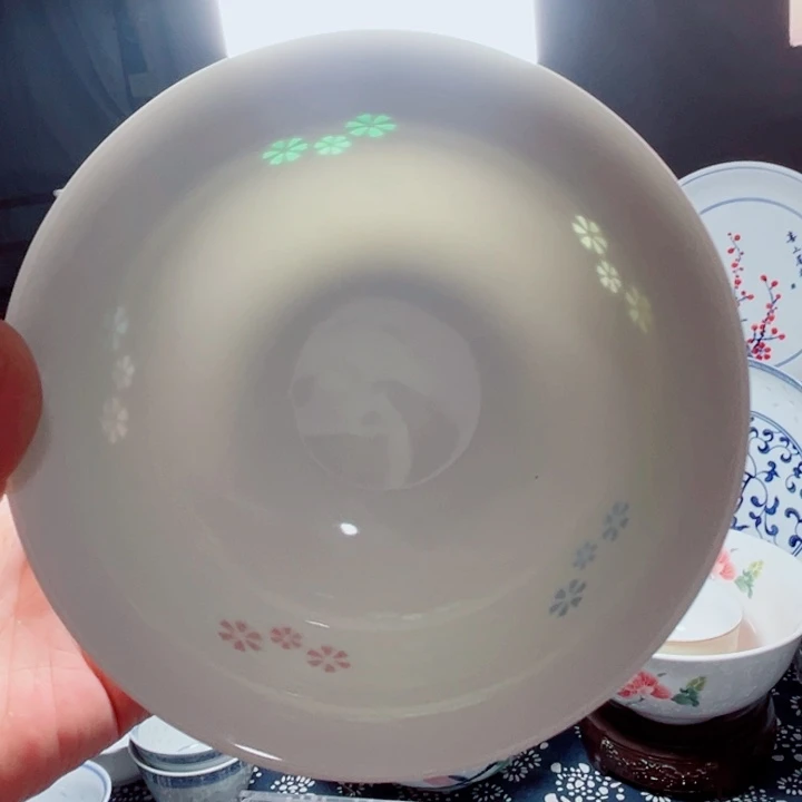 青花玲珑6寸面碗三星花彩玲珑