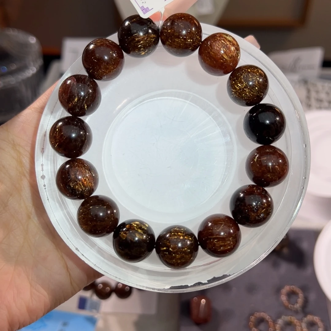 独***男未镶嵌水晶手链黑金超七15m